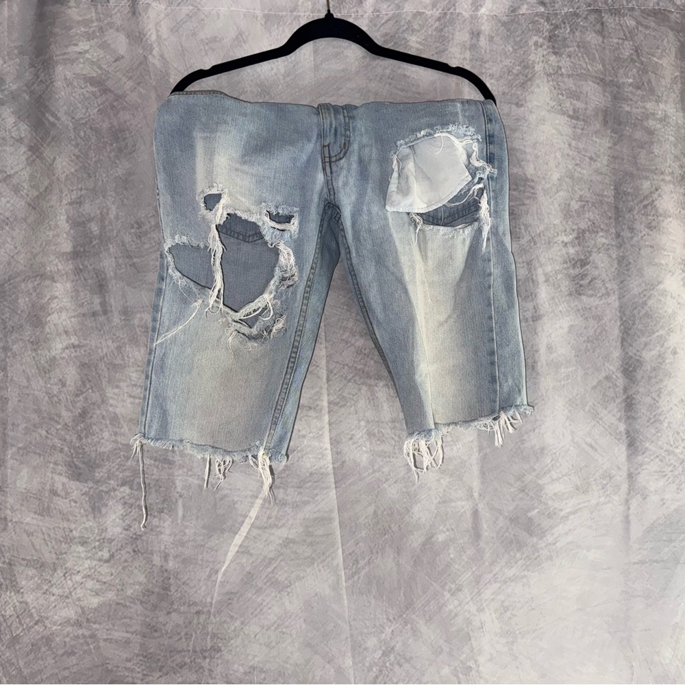 Distressed Blue Jean Shorts for Men